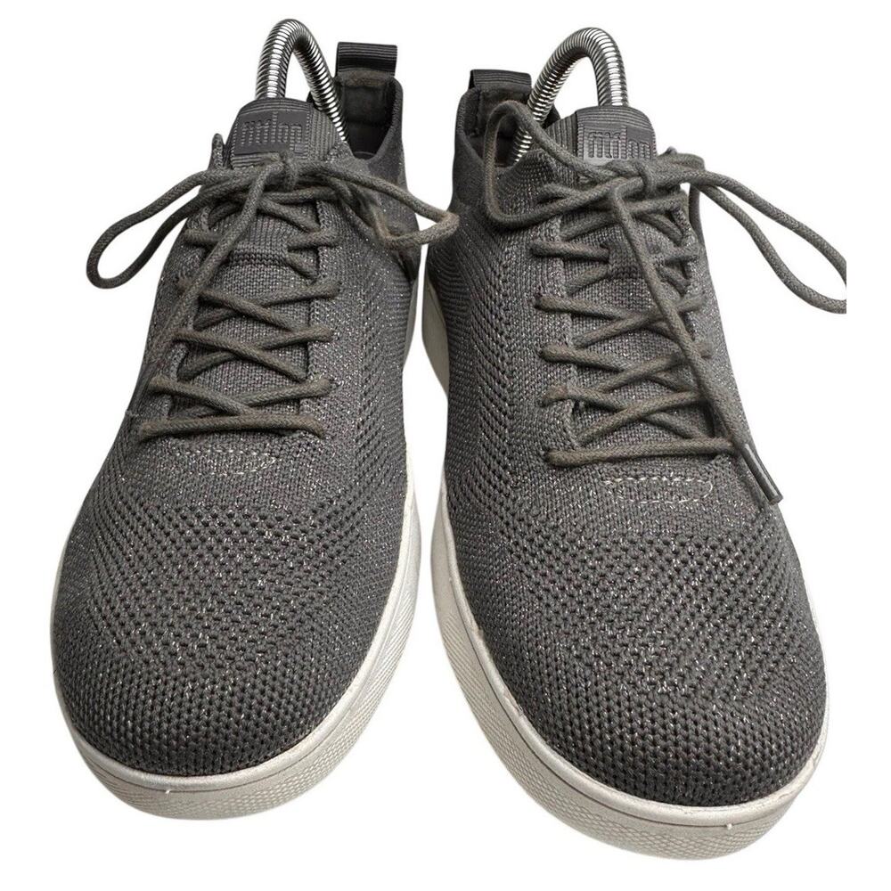 FitFlop‎ Women 7.5 Rally Knit Trainer Sneakers Metallic Gray Shimmer Activewear - Picture 2 of 16